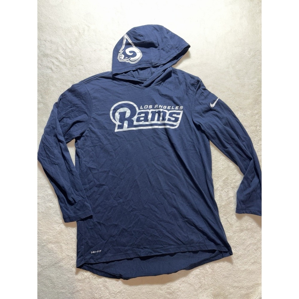 LA Rams Las Angeles The Nike Tee Long Sleeve Hoodie Size Large DriFit